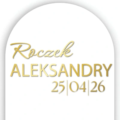 naklejka Roczek personalizowana z imieniem i datą złoty gradient