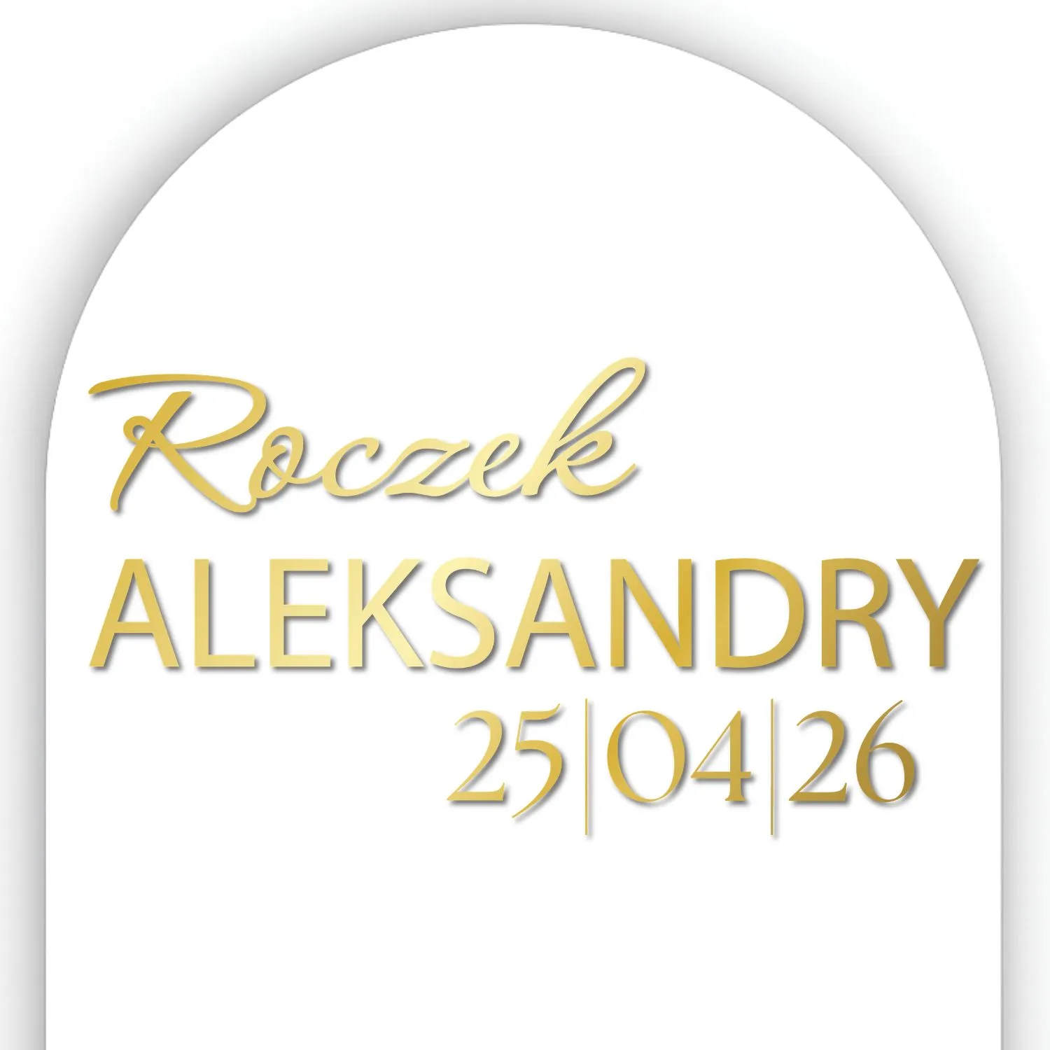naklejka Roczek personalizowana z imieniem i datą złoty gradient