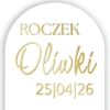 naklejka roczek personalizowana z imieniem i datą złoty napis