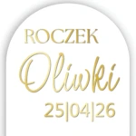 naklejka roczek personalizowana z imieniem i datą złoty napis