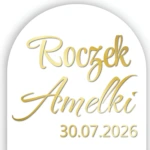 naklejka na ściankę roczek z imieniem i datą, złota folia, 60 cm